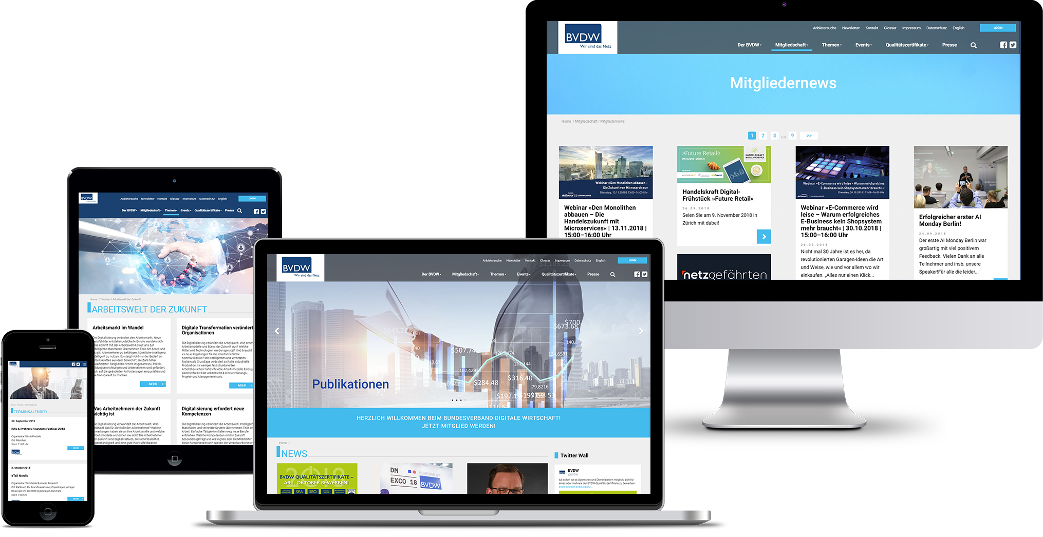 Responsive Ansicht der BVDW Website