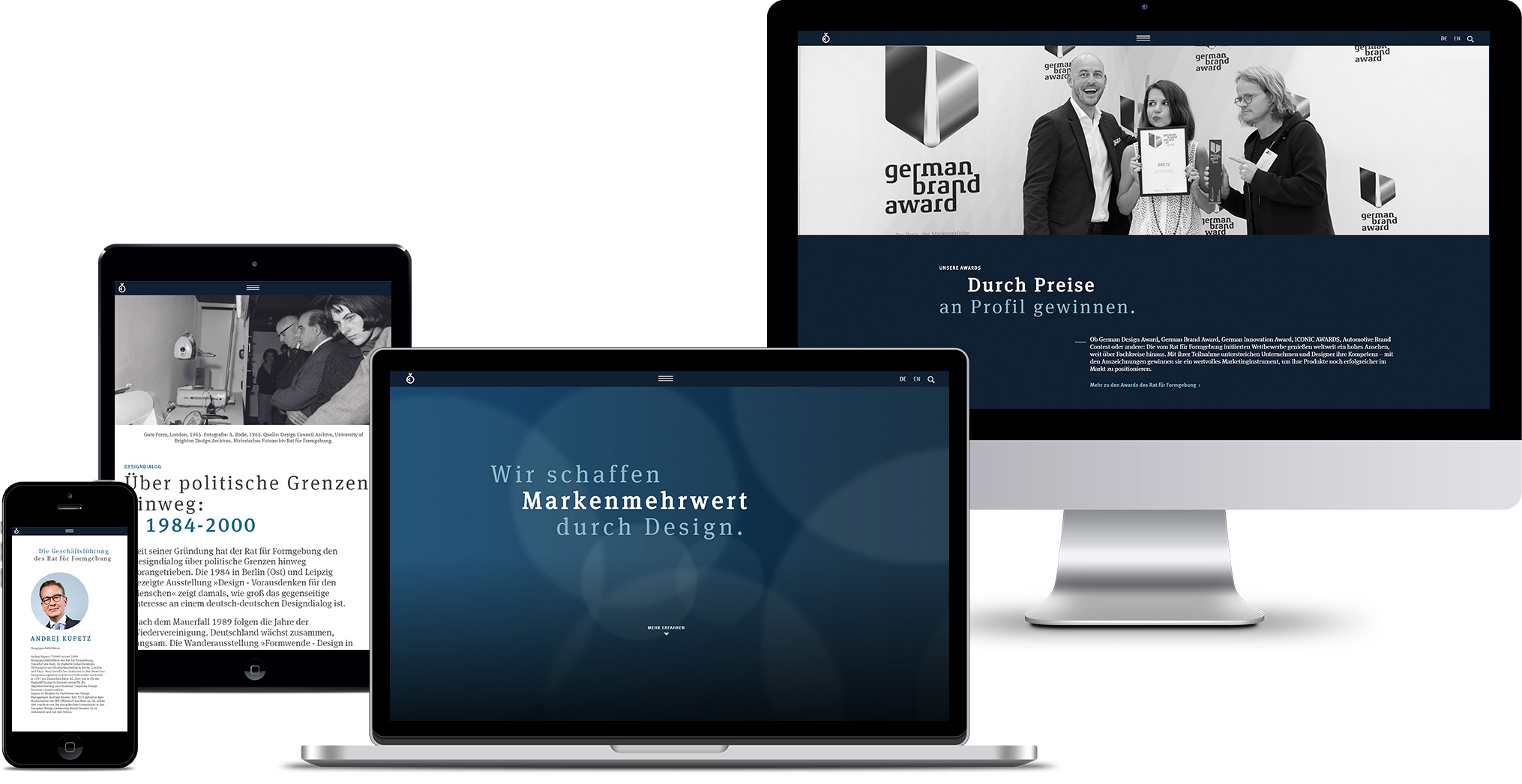 Responsive Ansicht der German Design Council Website